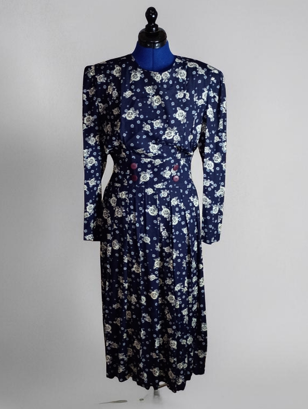 Karin Stevens Vintage Floral Long Sleeve Dress Size 14